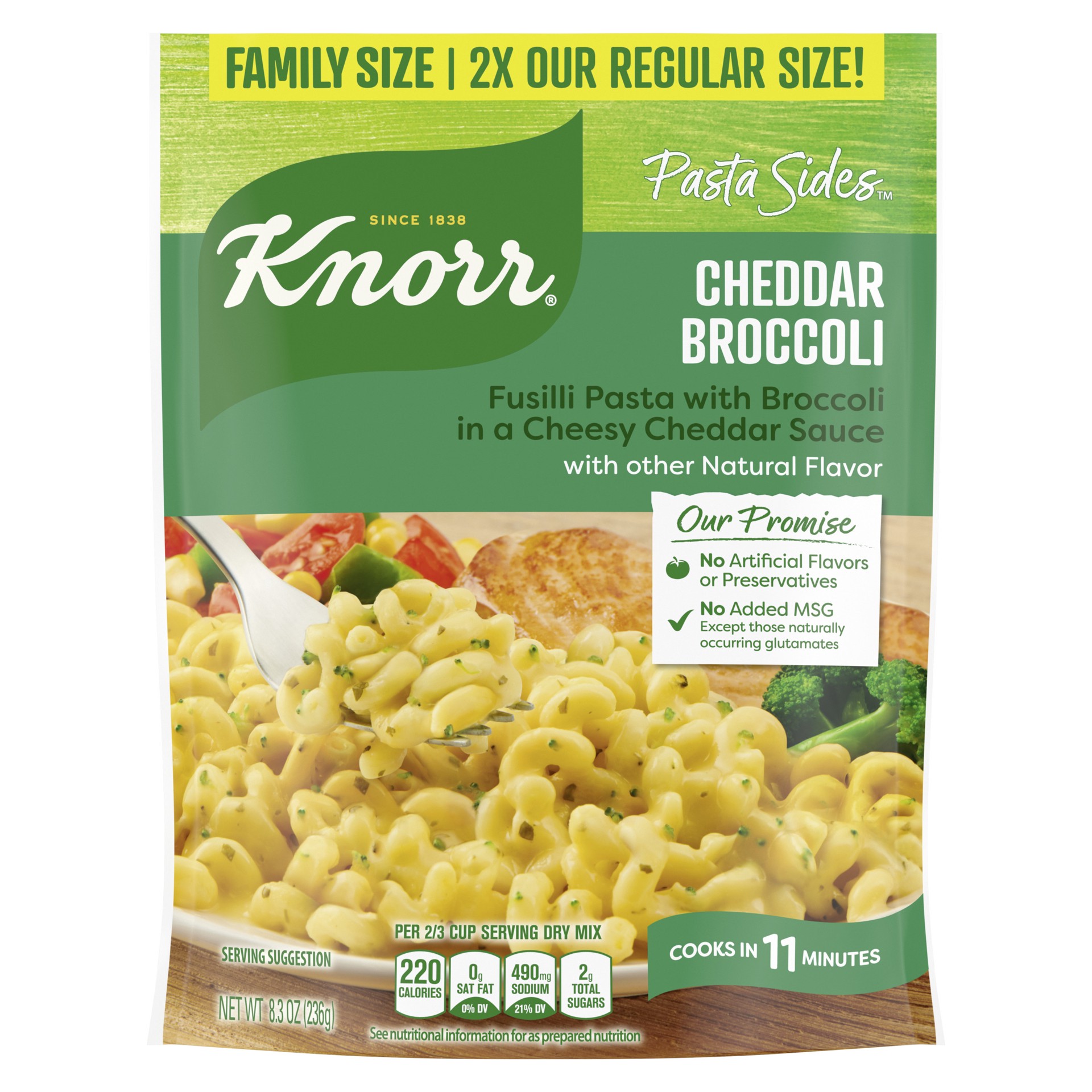 slide 1 of 9, Knorr Pasta Sides Cheddar Broccoli Family Pack, 8.6 OZ, 8.6 oz