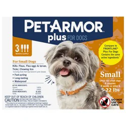 PetArmor Plus for Small Dogs 5-22 lbs, Flea and Tick Protection for Dogs, 3-Month Supply