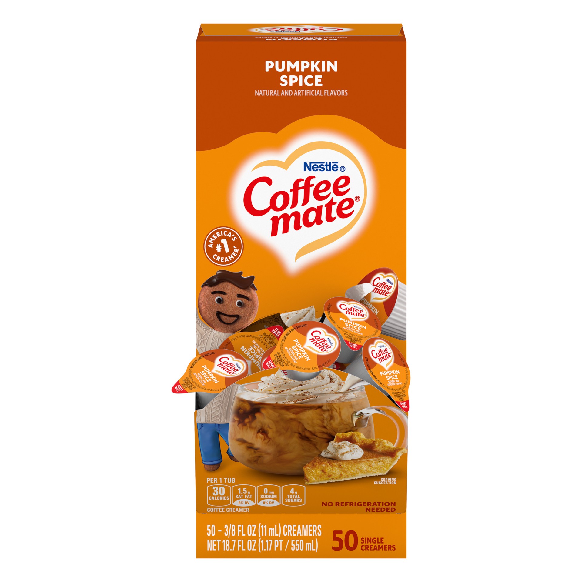 slide 2 of 5, COFFEE MATE NESTLE COFFEE-MATE Creamer Pumpkin Spice Crm Liq 4 (50x 11 mL), 18.70 fl oz