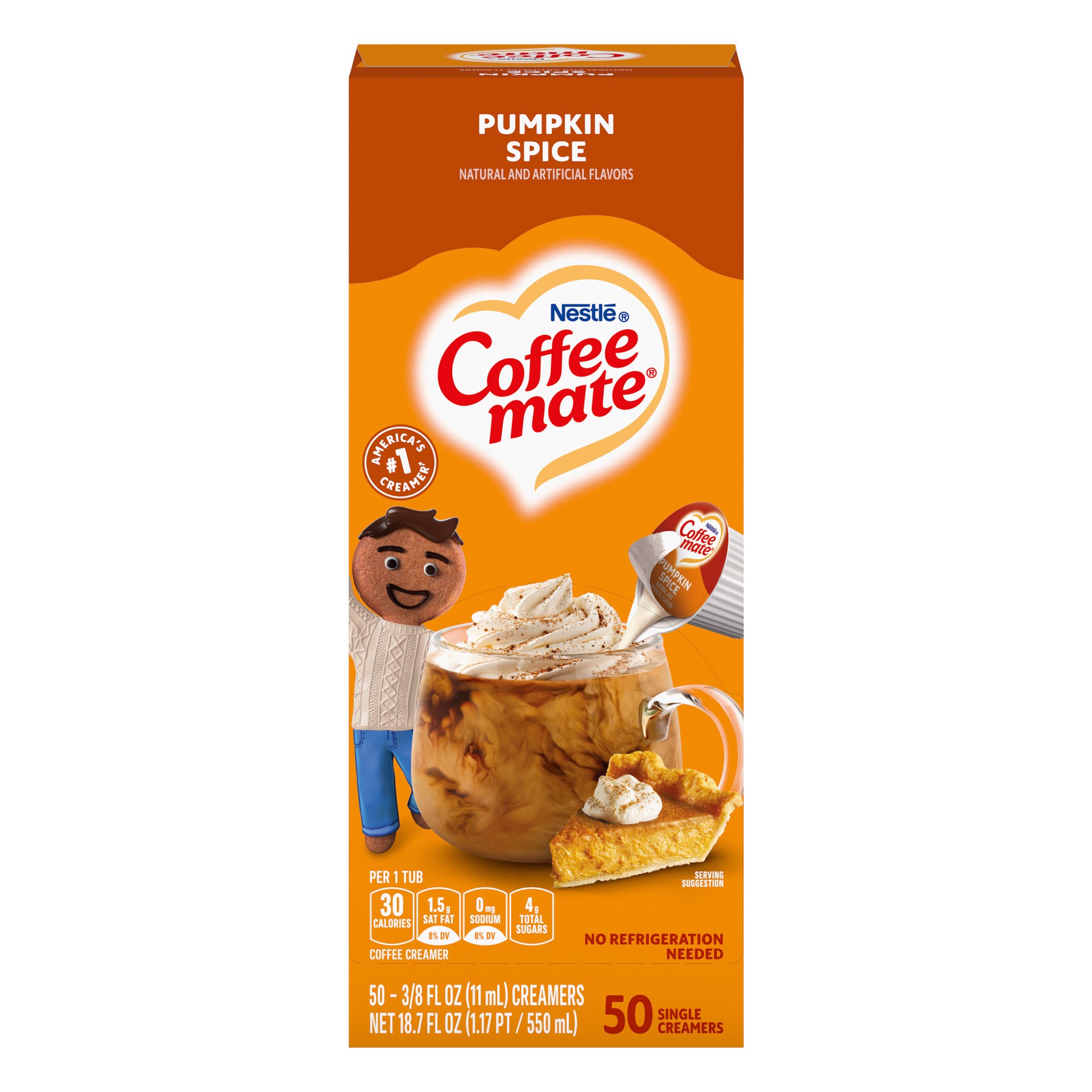 slide 1 of 5, COFFEE MATE NESTLE COFFEE-MATE Creamer Pumpkin Spice Crm Liq 4 (50x 11 mL), 18.70 fl oz