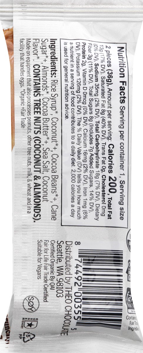 slide 12 of 13, Theo Organic 70% Dark Chocolate Almond Coconut Bites 1.3 oz, 1.3 oz