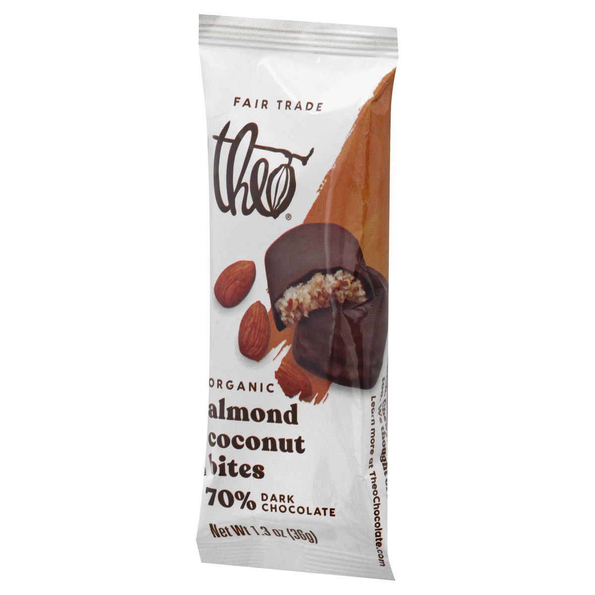 slide 8 of 13, Theo Organic 70% Dark Chocolate Almond Coconut Bites 1.3 oz, 1.3 oz