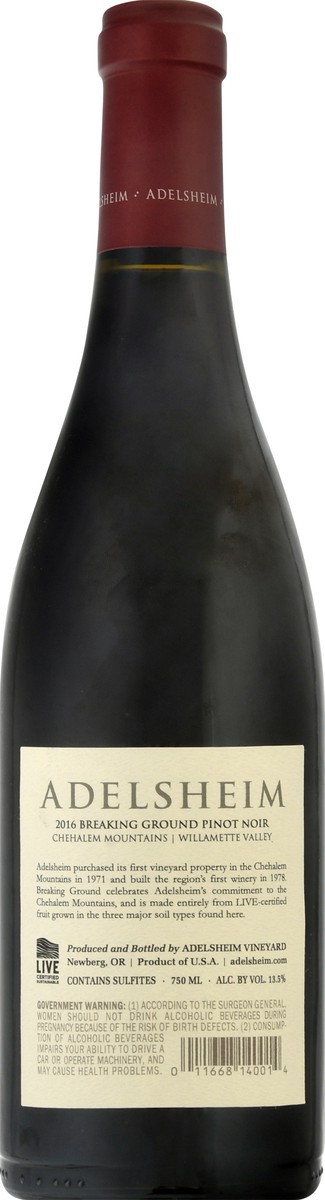 slide 11 of 11, Adelsheim Chehalem Mountains Breaking Ground Pinot Noir 750 ml, 750 ml