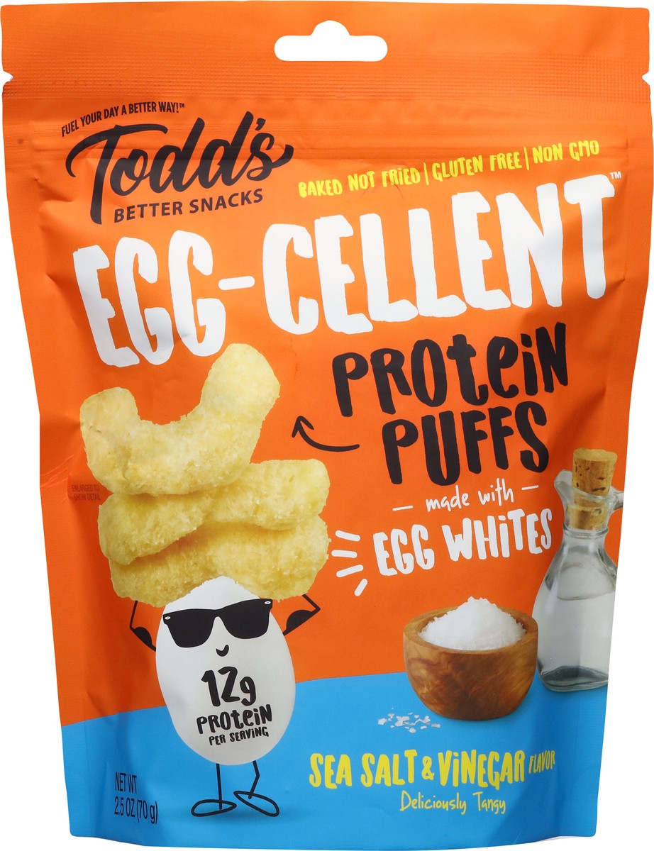 slide 12 of 14, Todd's Better Snacks Egg-Cellent Sea Salt & Vinegar Flavor Protein Puffs 2.5 oz, 2.5 oz