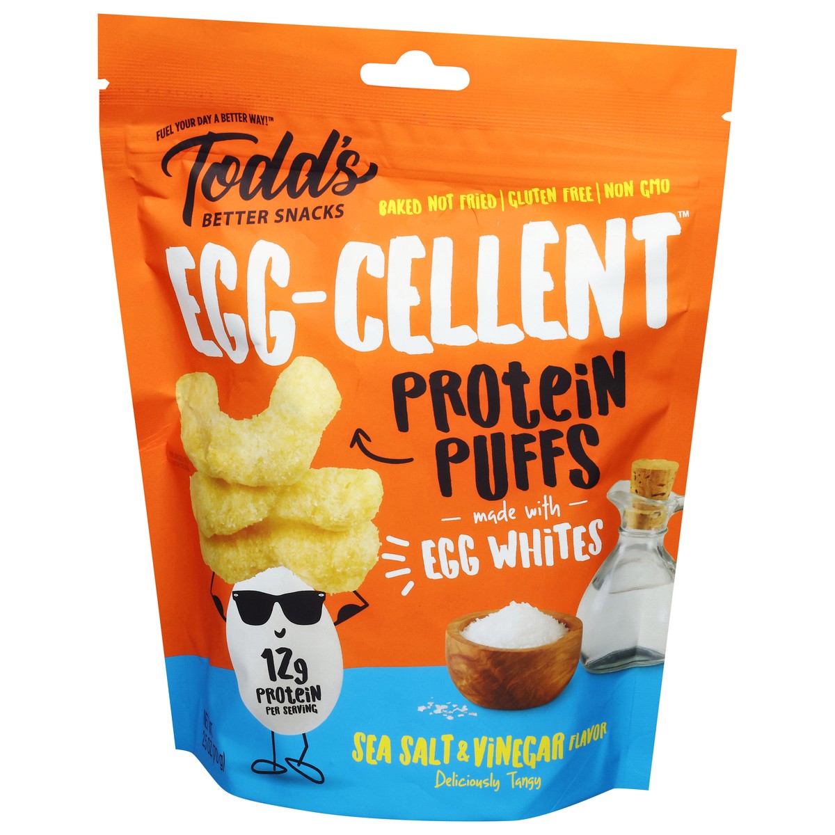 slide 10 of 14, Todd's Better Snacks Egg-Cellent Sea Salt & Vinegar Flavor Protein Puffs 2.5 oz, 2.5 oz