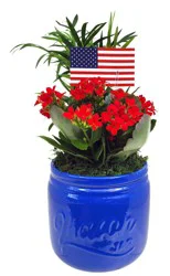 Old Glory Patriotic Mason Jar Garden