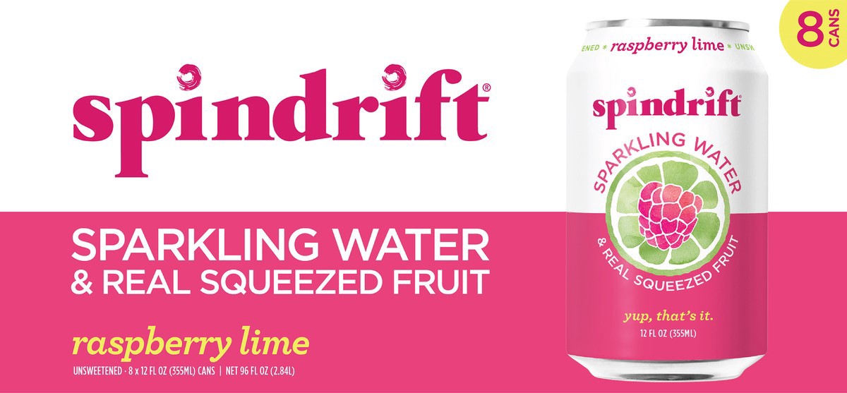 slide 3 of 7, Spindrift Sparkling Water - Raspberry Lime- 12 fl oz, 12 fl oz