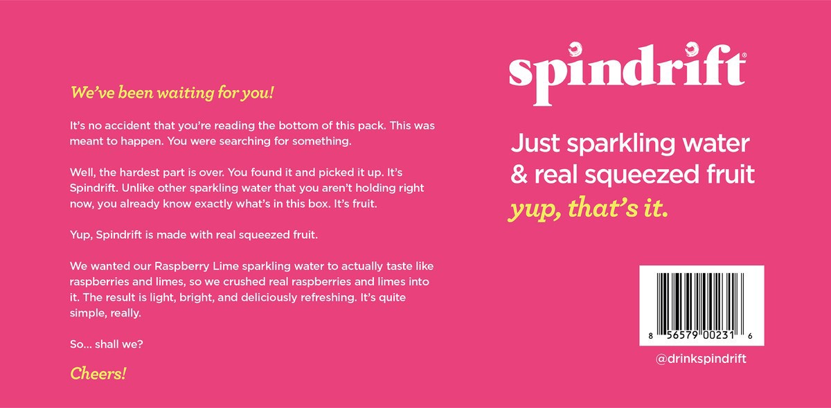 slide 5 of 7, Spindrift Sparkling Water - Raspberry Lime- 12 fl oz, 12 fl oz