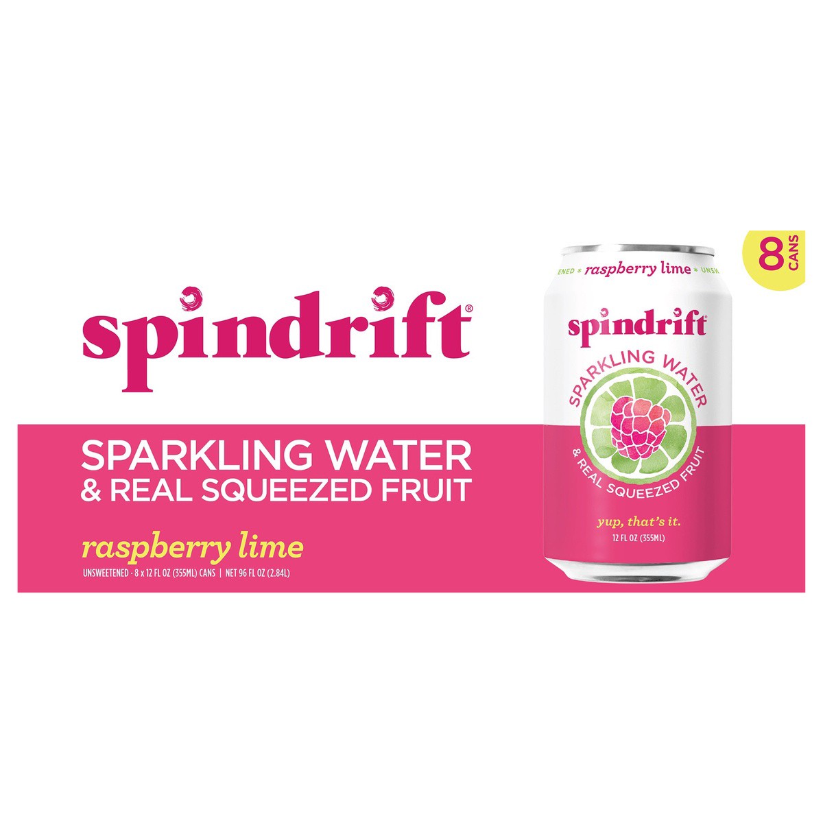 slide 1 of 7, Spindrift Sparkling Water - Raspberry Lime- 12 fl oz, 12 fl oz