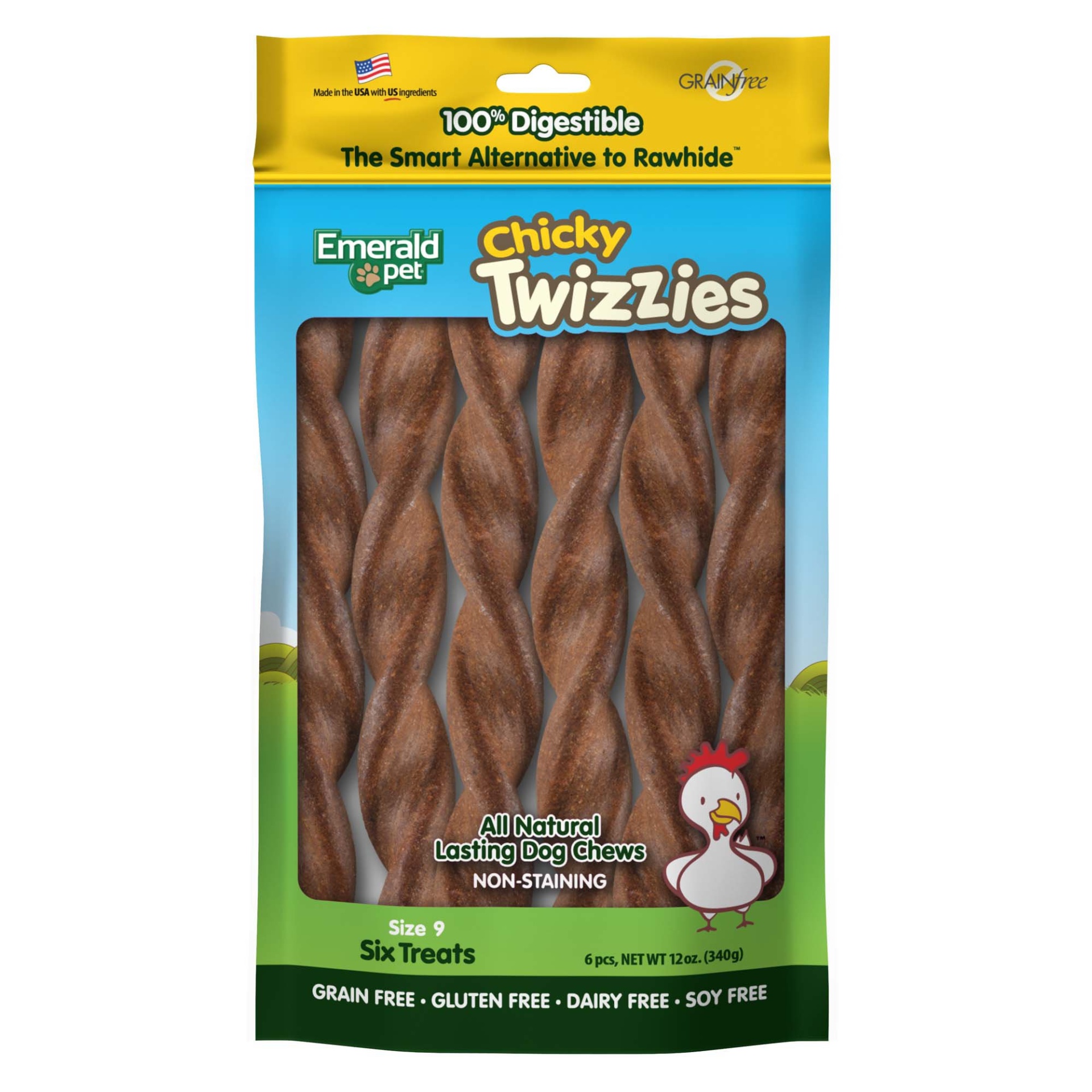 slide 1 of 1, Emerald Pet Products Chicky Twizzies Sticks for Dogs, 12 oz