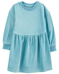 Carter's Toddler Long-Sleeve Velour Dress Blue 3T