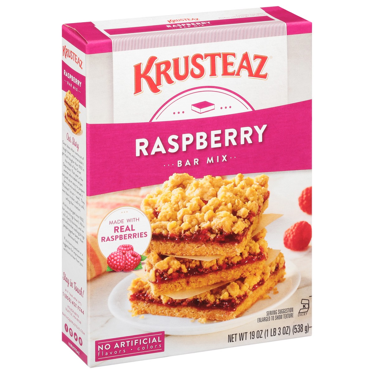 slide 2 of 9, Krusteaz Raspberry Bars, 19 oz