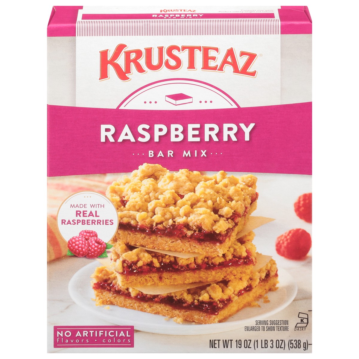 slide 1 of 9, Krusteaz Raspberry Bars, 19 oz