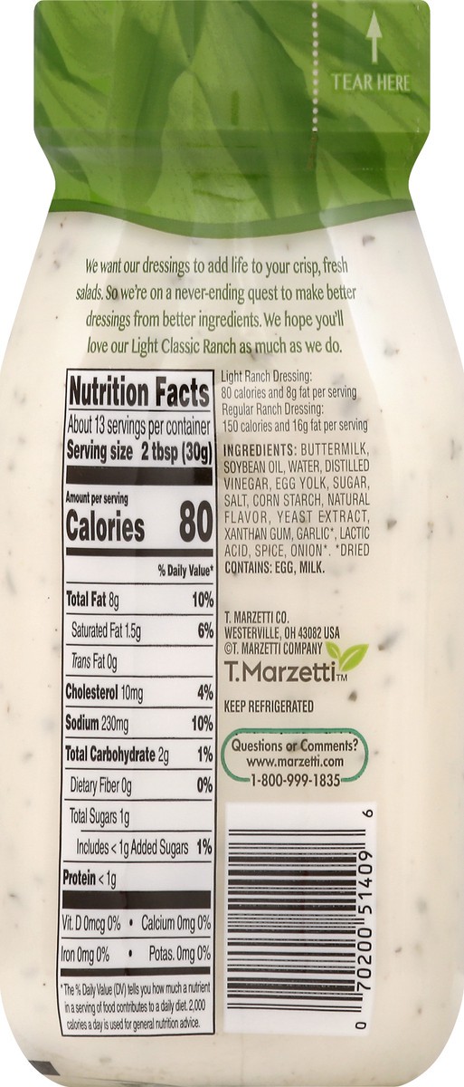 slide 5 of 9, Marzetti Light Ranch Dressing, 13 fl oz