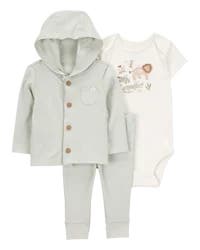 Carter's Baby Lion 3-Piece Cardigan Set - Green/White Green/White PRE