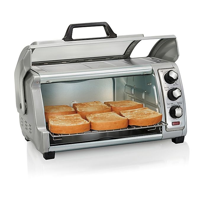 slide 4 of 7, Hamilton Beach Easy Reach 6-Slice Toaster Oven with Roll-Top Door, 1 ct