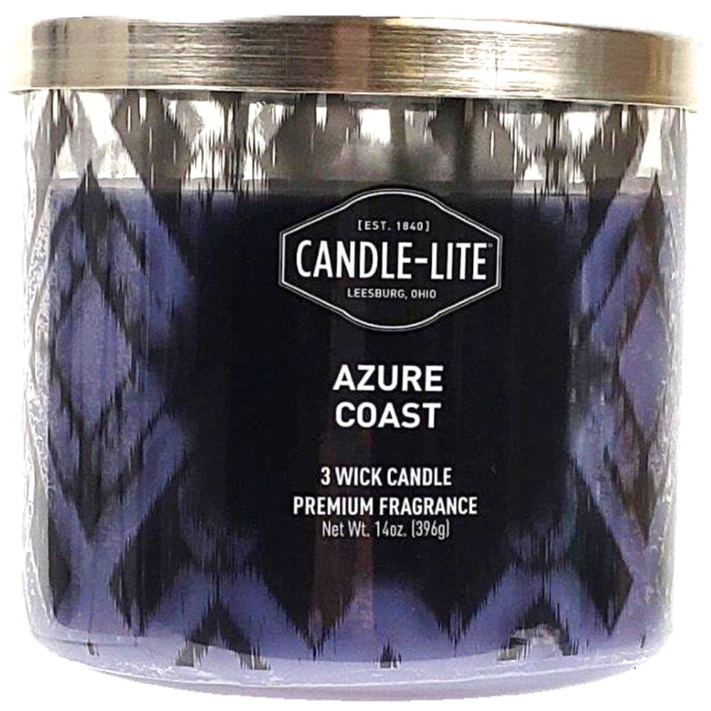 slide 1 of 1, Candle-Lite Azure Coast Scent 3-Wick Candle - Purple, 14 oz