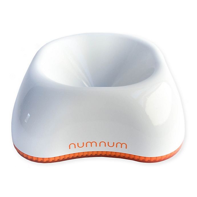 slide 1 of 7, NumNum Beginner Bowl - Orange/White, 3.5 oz