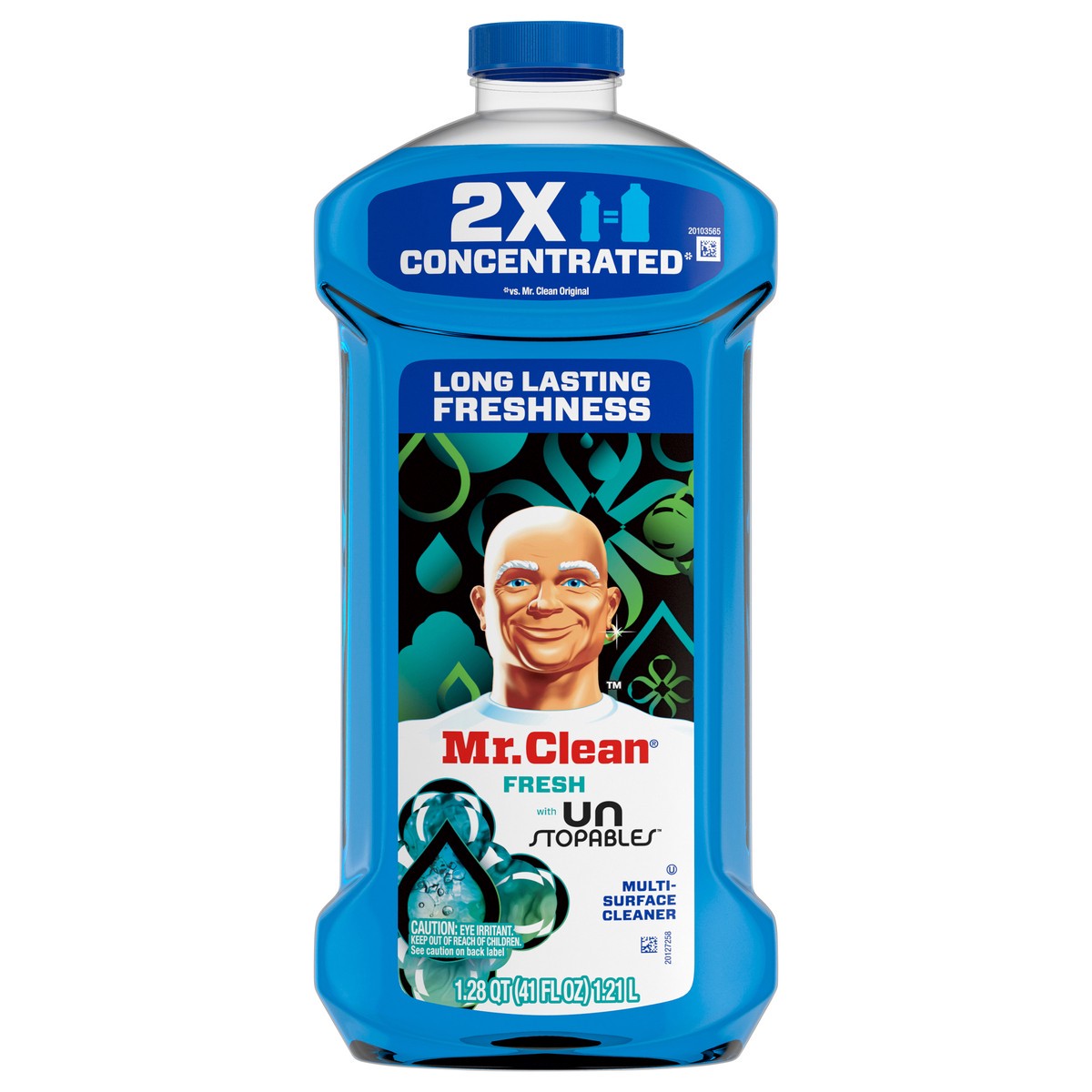 slide 1 of 1, Mr. Clean 2X Concentrated Multi Surface Cleaner with Unstopables Fresh Scent, All Purpose Cleaner, 41 fl oz, 41 fl oz