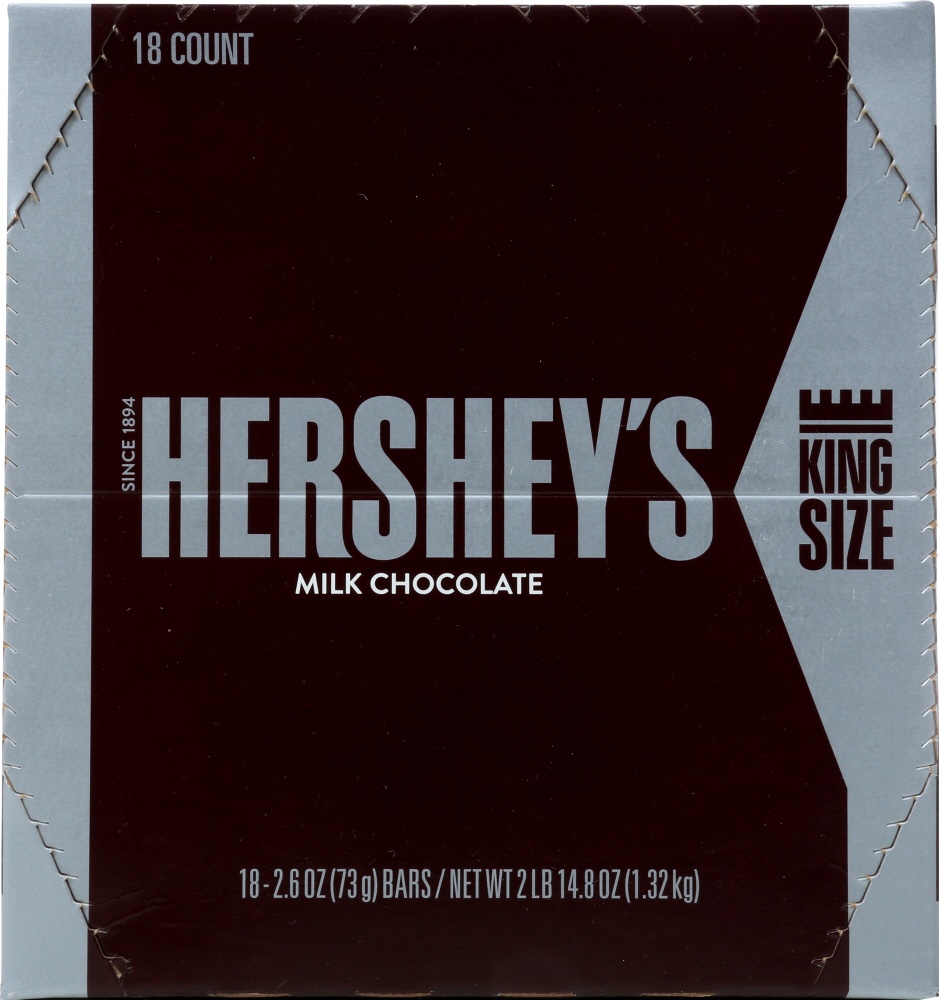 slide 1 of 1, Hershey's King Size Milk Chocolate Bars, 18 X 2.6 oz