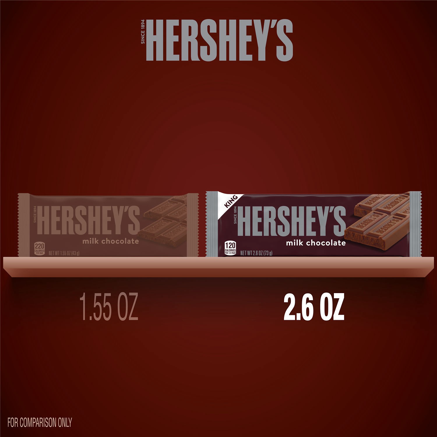 slide 7 of 7, Hershey's Milk Chocolate King Size, Candy Bars, 2.6 oz (18 Count), 2.6 oz