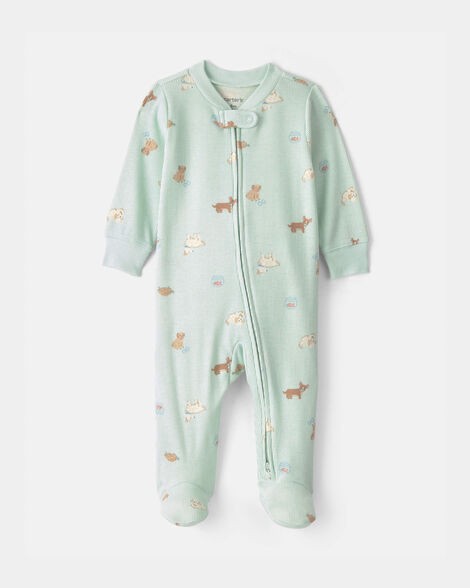 slide 1 of 3, Carters Baby Girl Pets Cotton 2-Way Zip Sleep & Play Pajamas - Green Green 6M, 1 ct