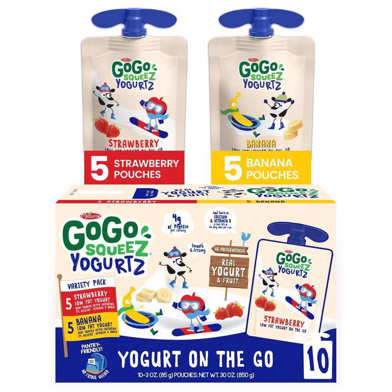 slide 1 of 9, GoGo squeeZ Yogurtz Variety Pack Yogurt On the Go 10 ea, 10 ct