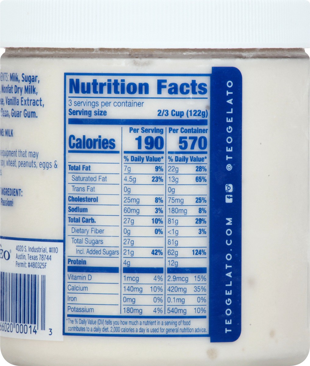 slide 6 of 10, Téo Gelato Gelato, Texican Vanilla, 1 pint