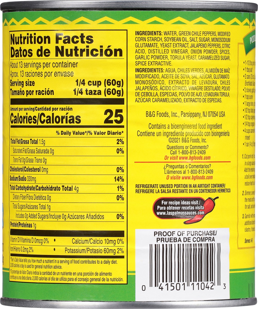 slide 13 of 13, Las Palmas Mild Green Chile Enchilada Sauce 28 oz, 28 oz