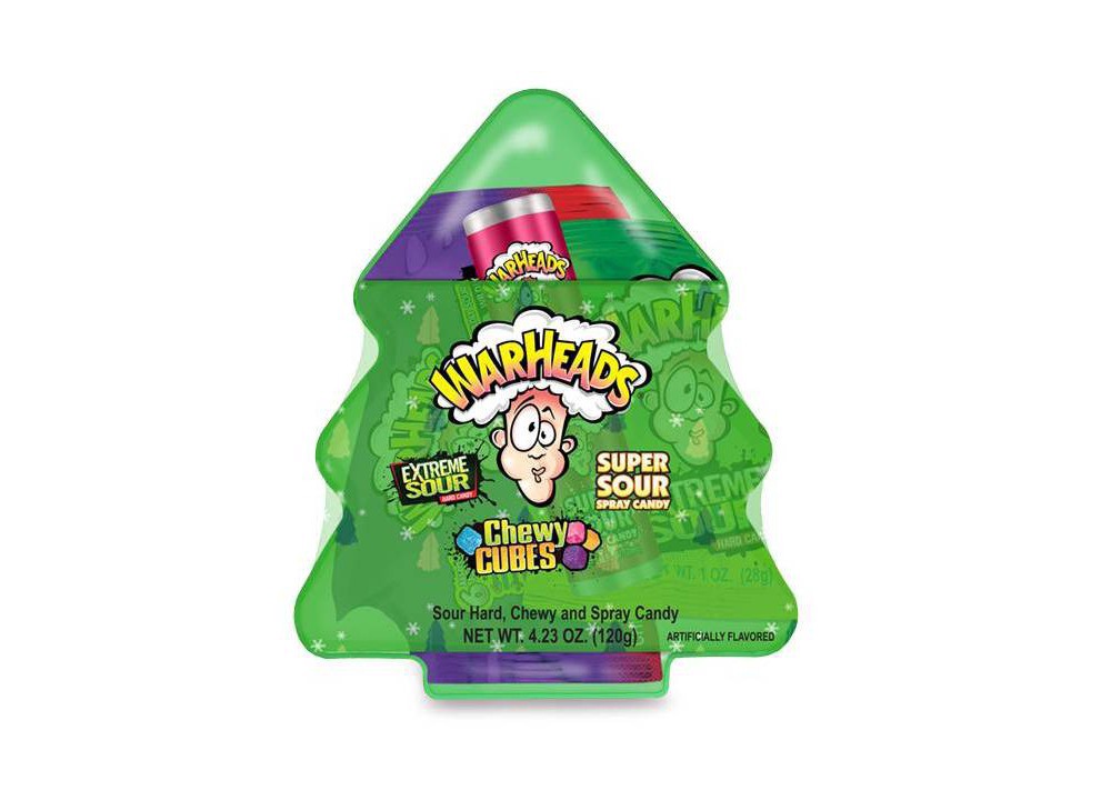 slide 2 of 3, Warheads Holiday Sour Scrambler Chewy Candy Tree, 4.23 oz