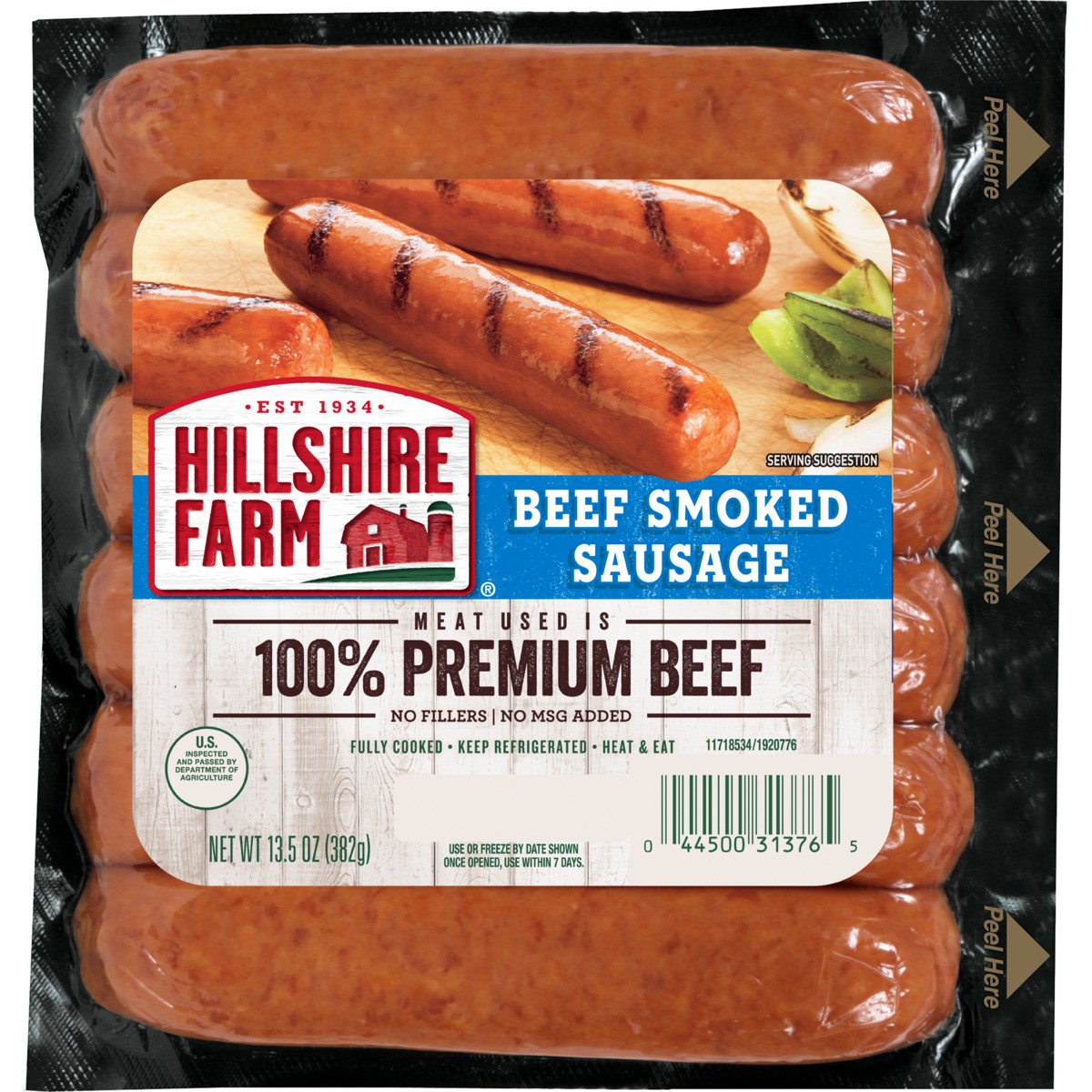 slide 1 of 6, Hillshire Farm Beef Smoked Sausage Links, 6 Count, 13.5 oz