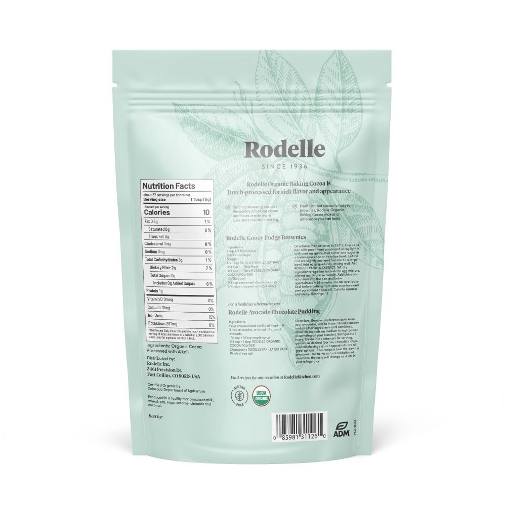 slide 2 of 3, Rodelle Organic Baking Cocoa, 8 oz