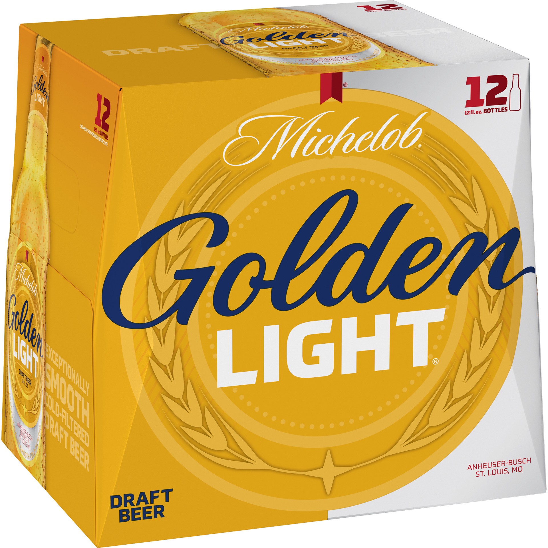 slide 4 of 4, Michelob Golden Draft Light Michelob Golden Light Draft Beer, 12 Pack 12 fl. oz. Bottles, 4.1% ABV, 144 fl oz