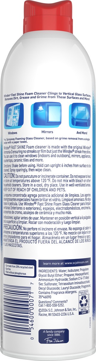 slide 8 of 8, Windex Fast Shine Foam, Rainshower Scent, 19 oz, 19 oz