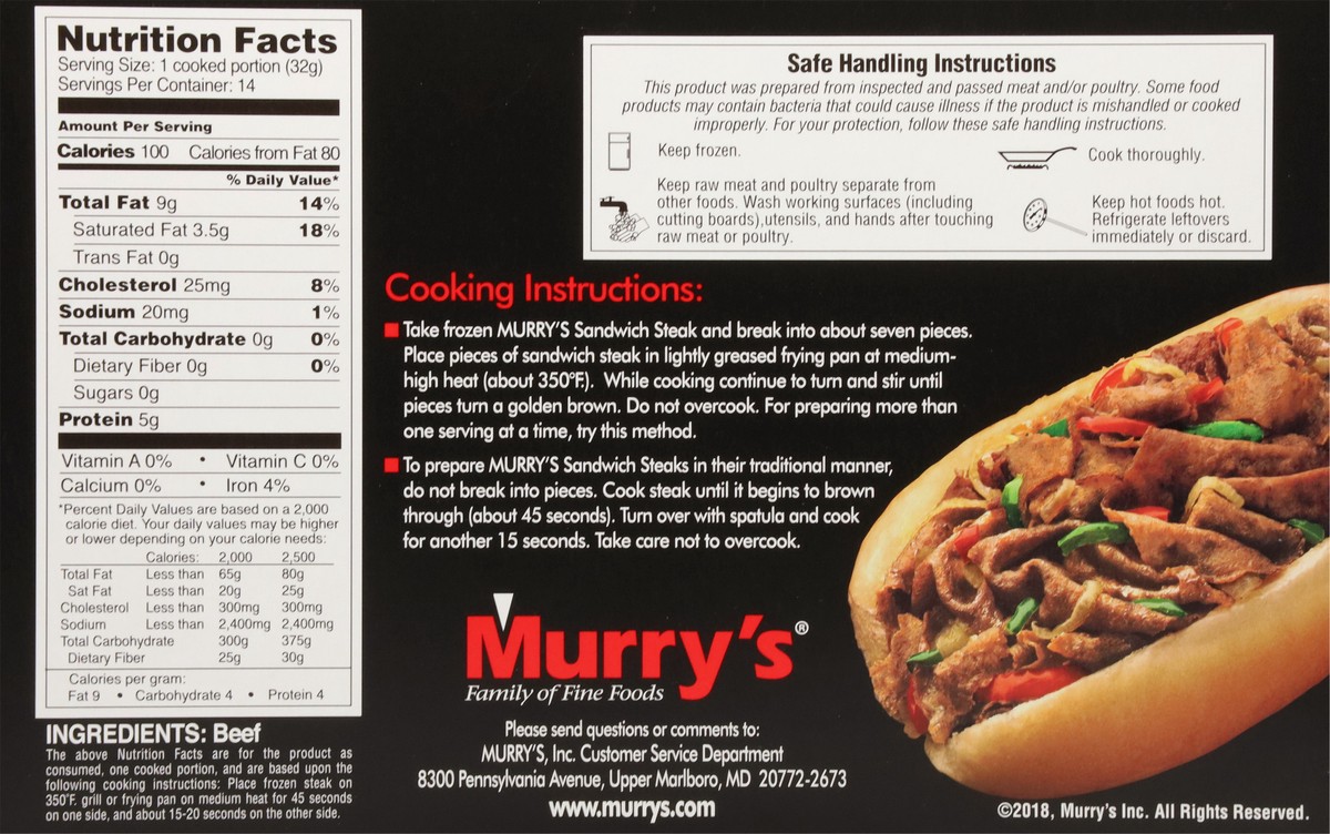 slide 13 of 14, Murry's All Beef Sandwich Steaks 14 ea, 14 ct