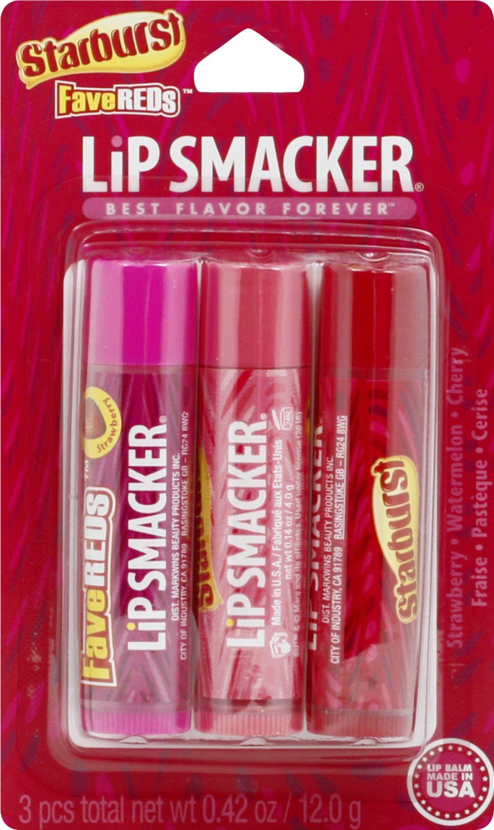 slide 6 of 9, Lip Smacker Starburst Fave Reds Lip Balm Trio, 3 ct