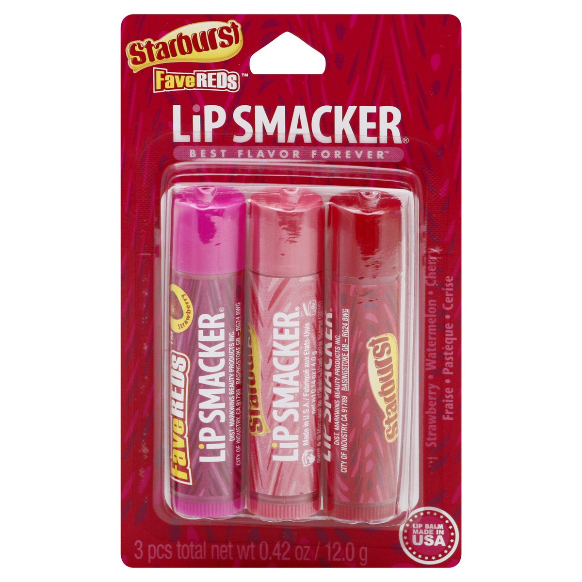 slide 1 of 9, Lip Smacker Starburst Fave Reds Lip Balm Trio, 3 ct