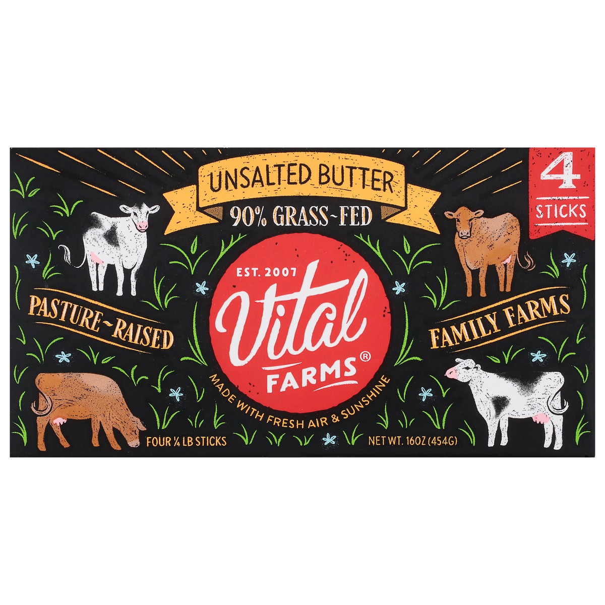 slide 8 of 15, Vital Farms 90% Grass-Fed Pasture-Raised Unsalted Butter 4 - 0.25 lb Sticks, 4 ct