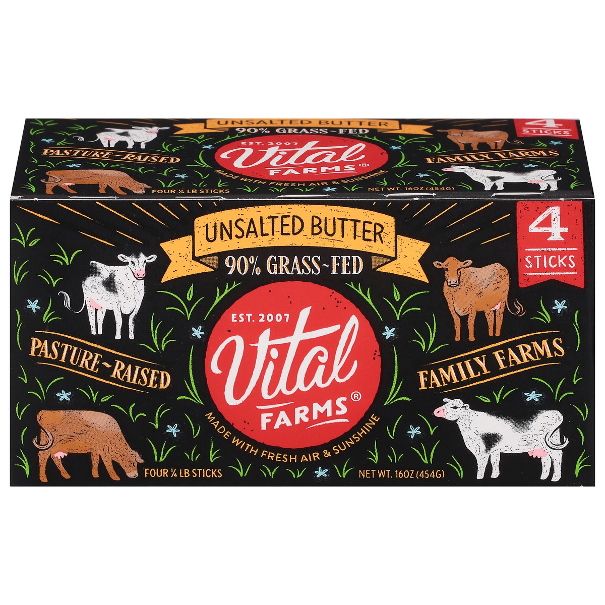 slide 5 of 15, Vital Farms 90% Grass-Fed Pasture-Raised Unsalted Butter 4 - 0.25 lb Sticks, 4 ct