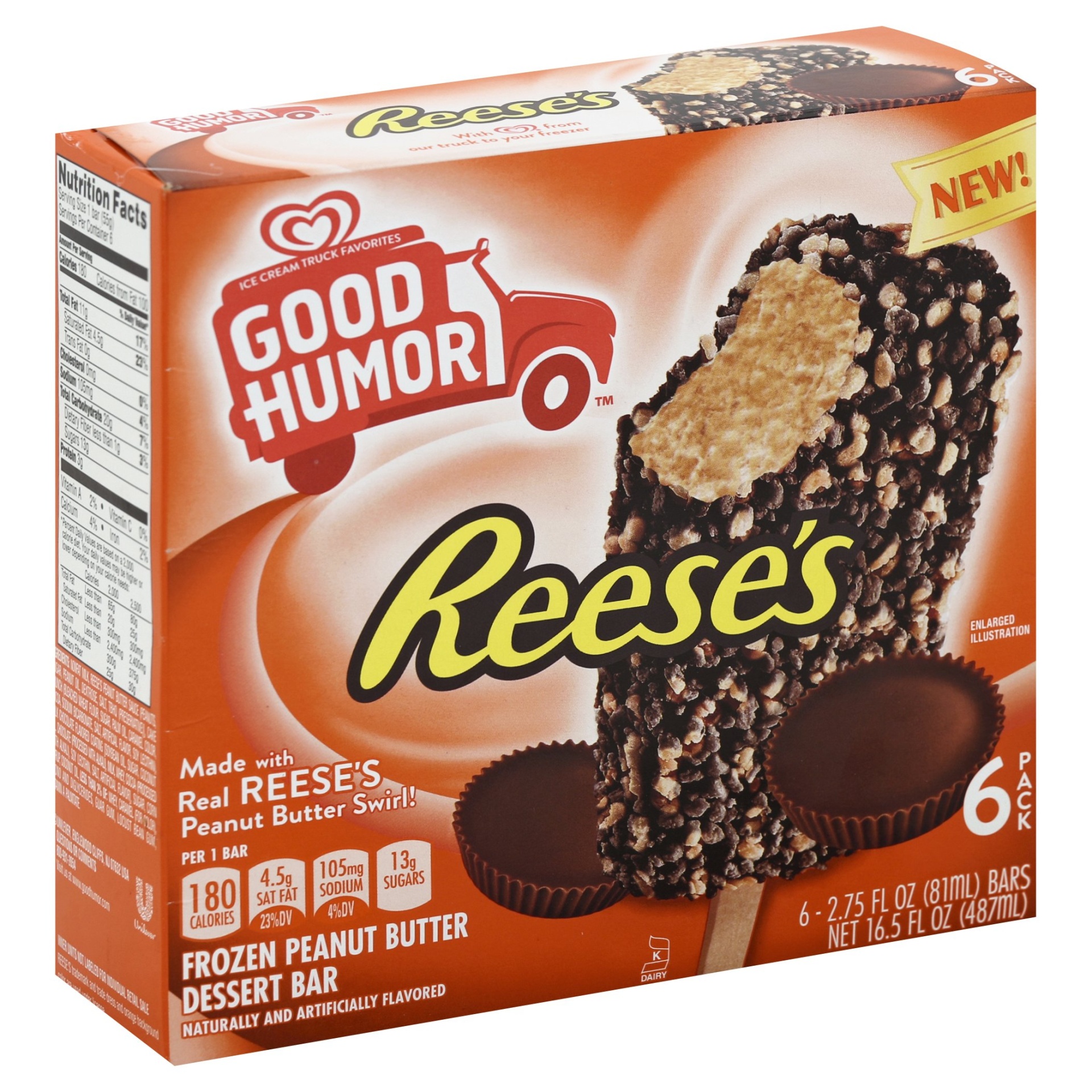 slide 1 of 6, Good Humor Reese's Frozen Peanut Butter Dessert Bar, 16.5 fl oz