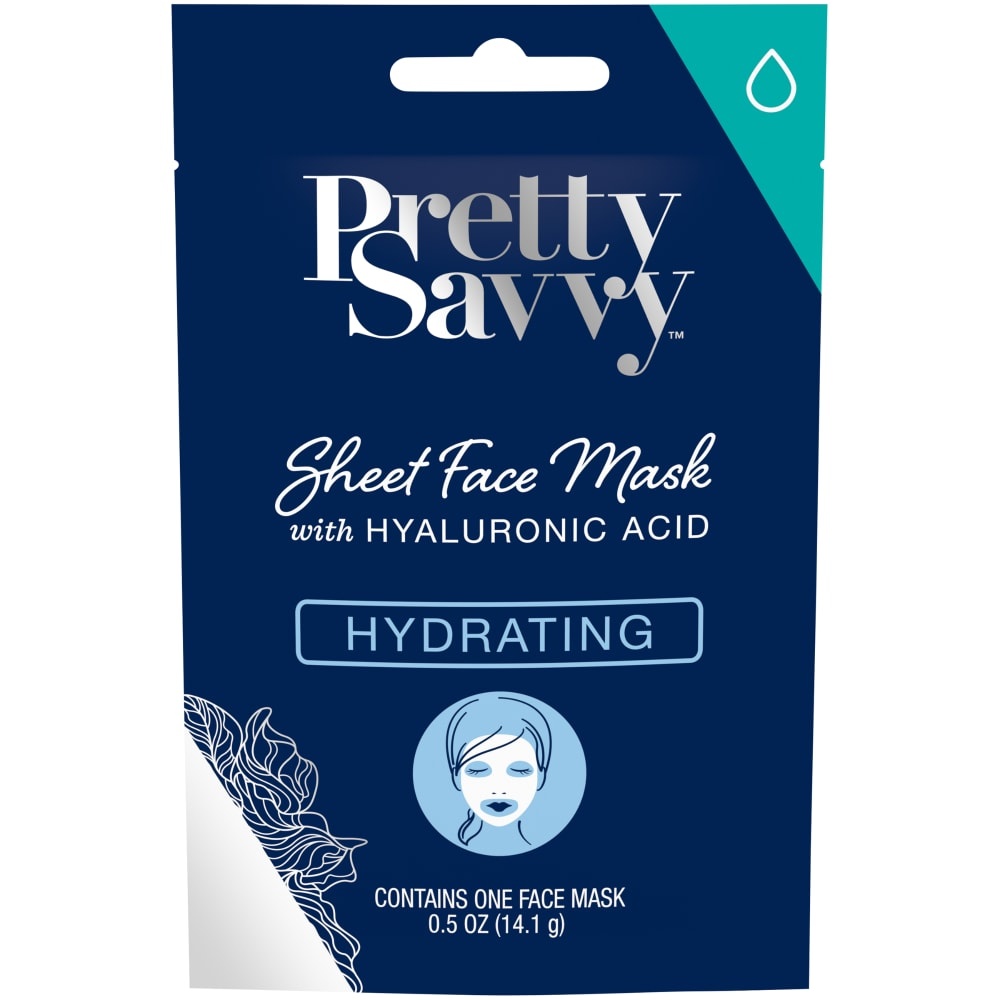 slide 1 of 1, Pretty Savvy Hydrating Sheet Face Mask With Hyaluronic Acid, 1 ct