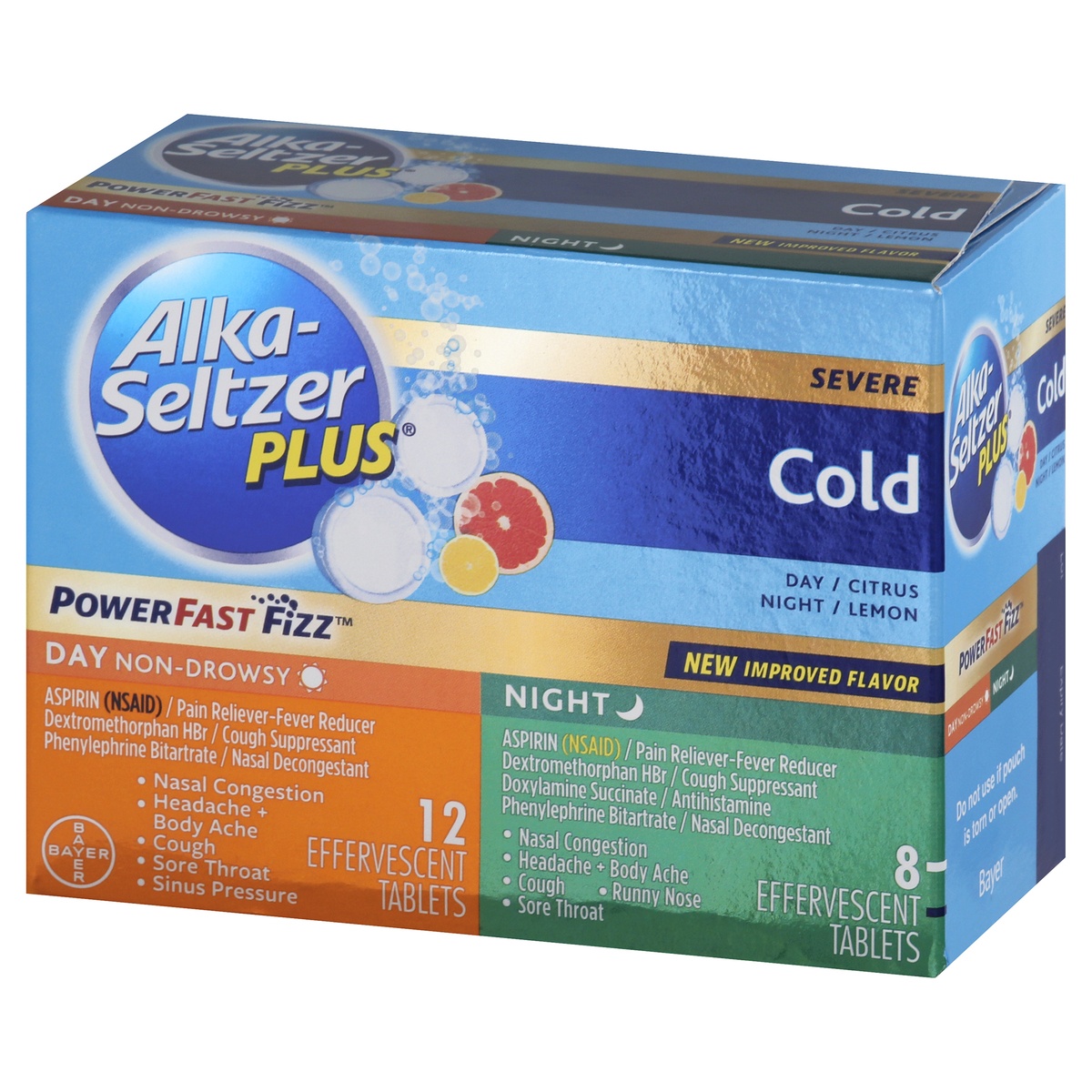 slide 3 of 9, Alka-Seltzer Plus Lemon Citrus Cold Day and Night Tablets, 20 ct