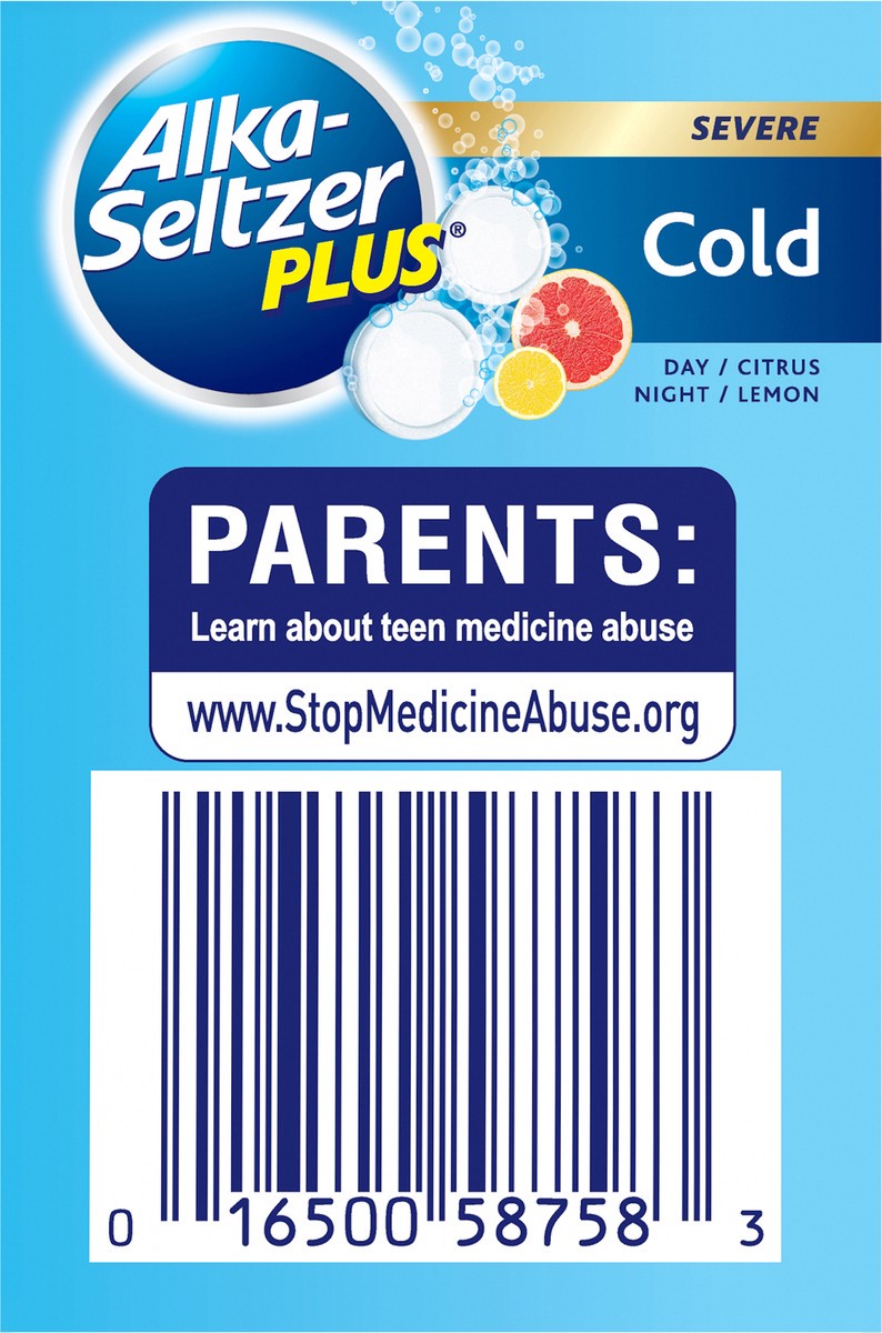 slide 6 of 8, Alka-Seltzer Plus Severe Cold Effervescent Tablets Day/Citrus Night/Lemon 20 ea, 20 ct