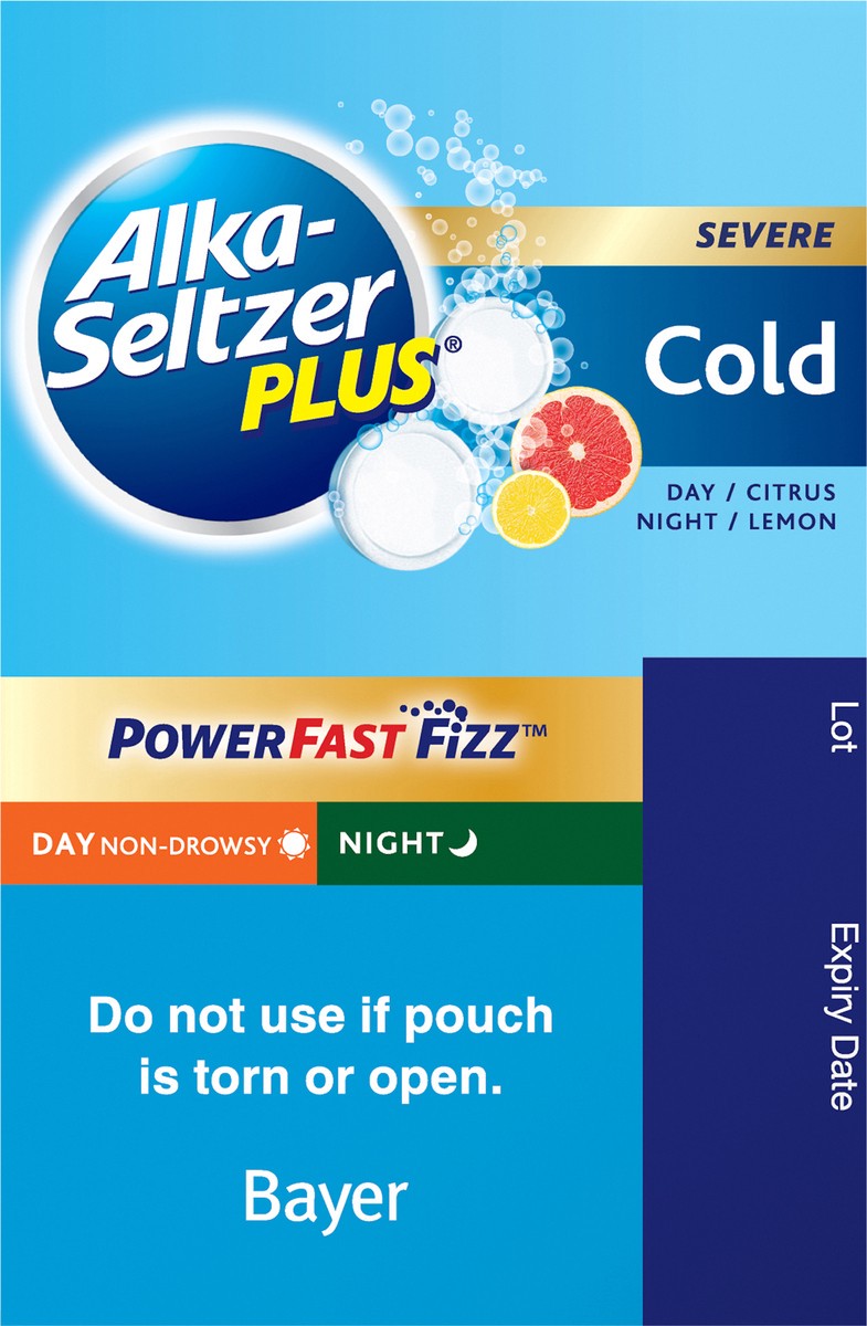 slide 7 of 8, Alka-Seltzer Plus Severe Cold Effervescent Tablets Day/Citrus Night/Lemon 20 ea, 20 ct