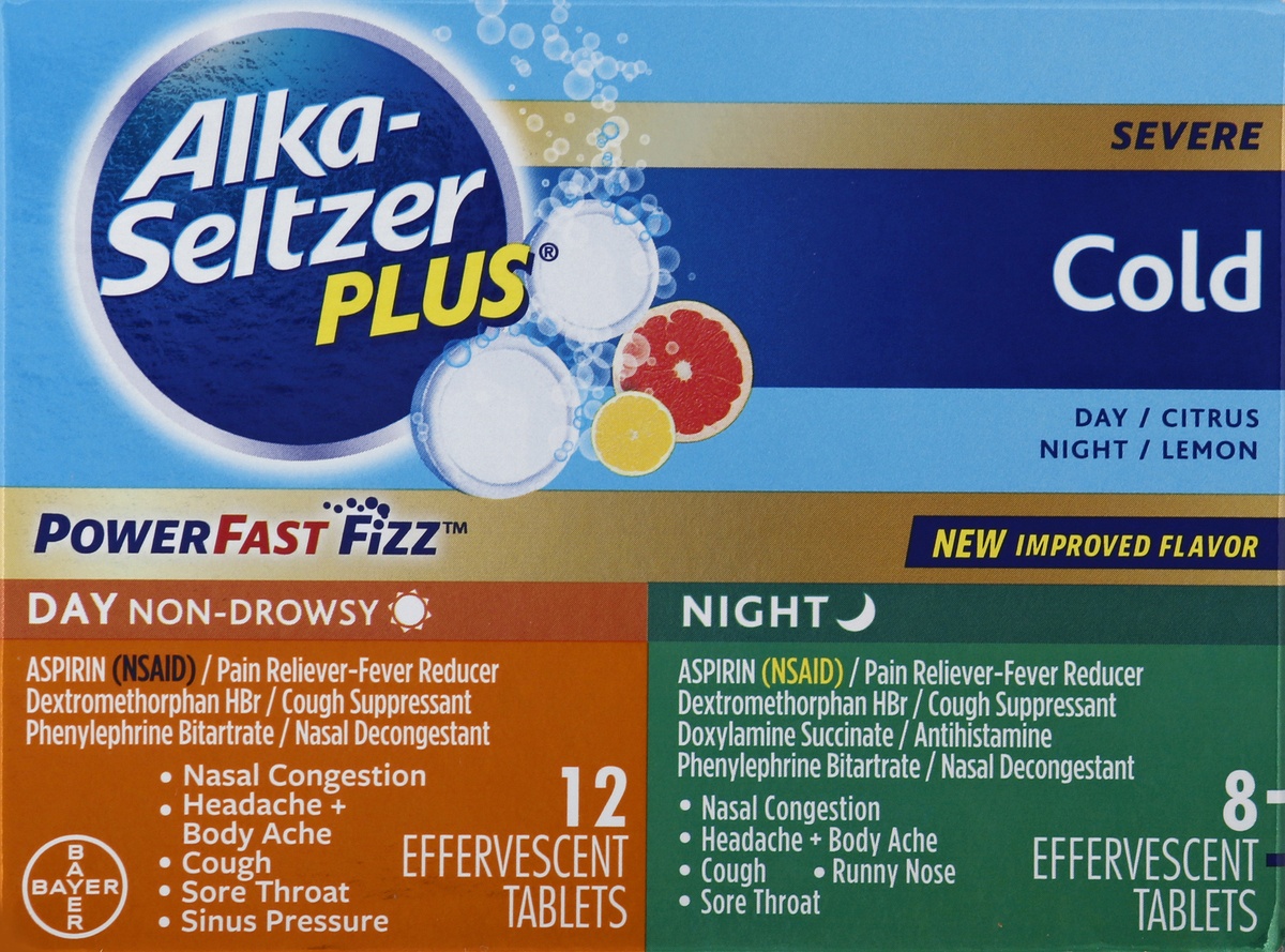slide 8 of 9, Alka-Seltzer Plus Lemon Citrus Cold Day and Night Tablets, 20 ct