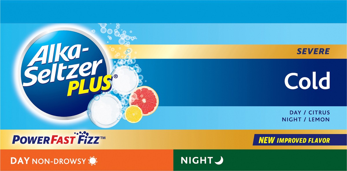 slide 8 of 8, Alka-Seltzer Plus Severe Cold Effervescent Tablets Day/Citrus Night/Lemon 20 ea, 20 ct