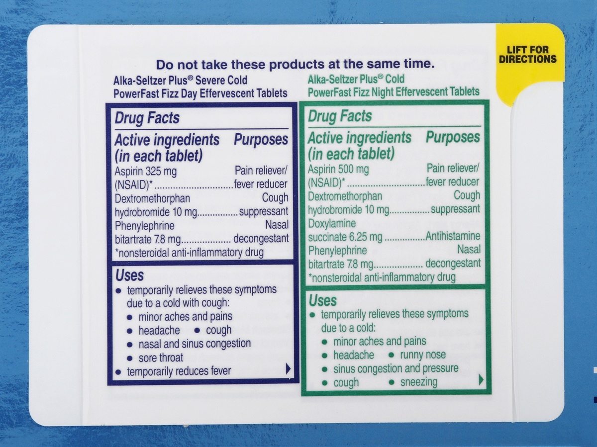 slide 9 of 9, Alka-Seltzer Plus Lemon Citrus Cold Day and Night Tablets, 20 ct