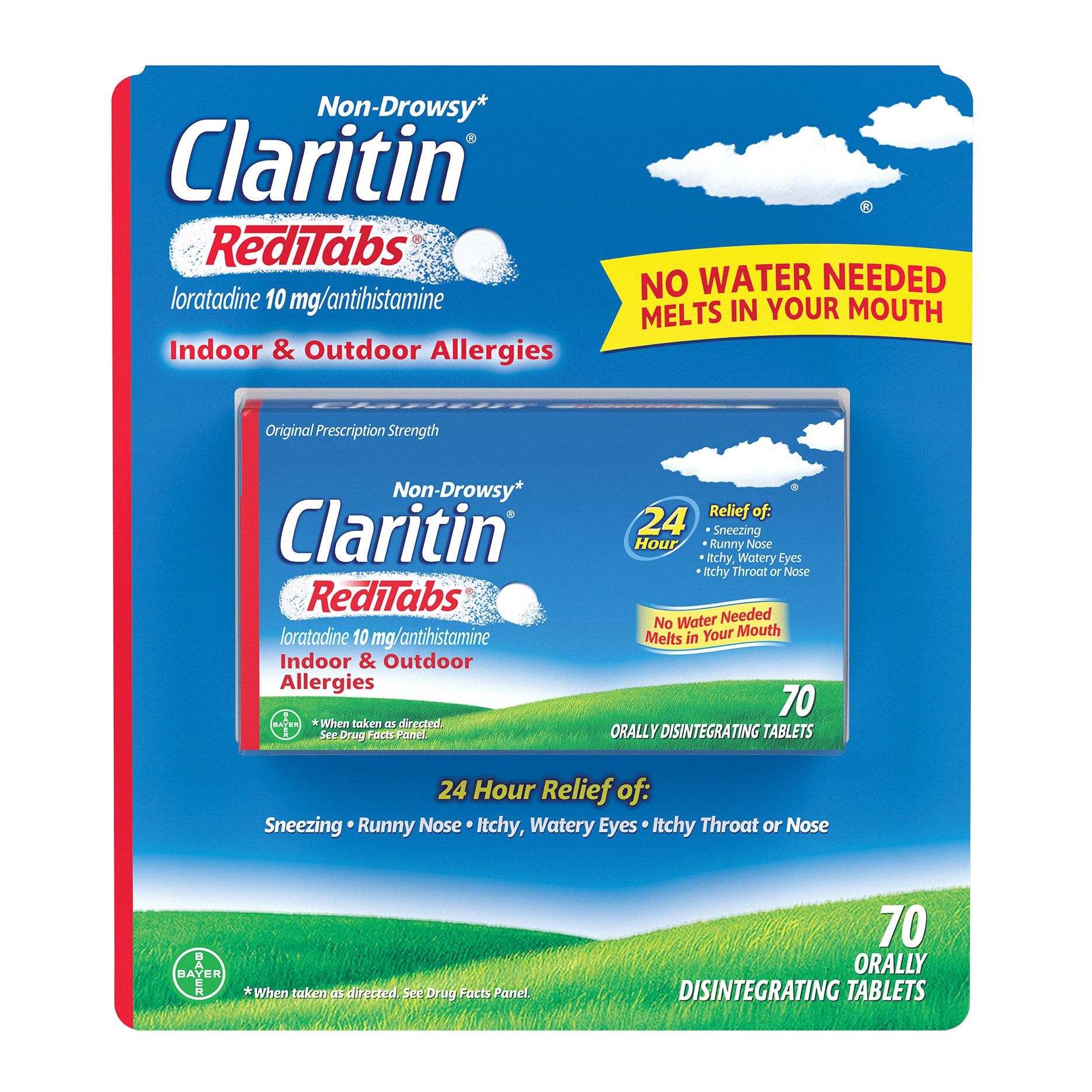 slide 1 of 2, Claritin RediTabs 10 mg 24 Hour Non-Drowsy, 70 Disintegrating Tablets, 