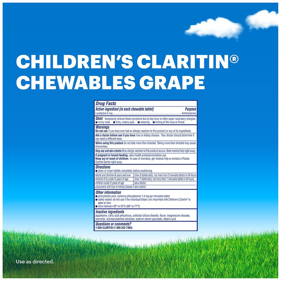 slide 2 of 5, Claritin Childrens Chewable Grape, 20 ct
