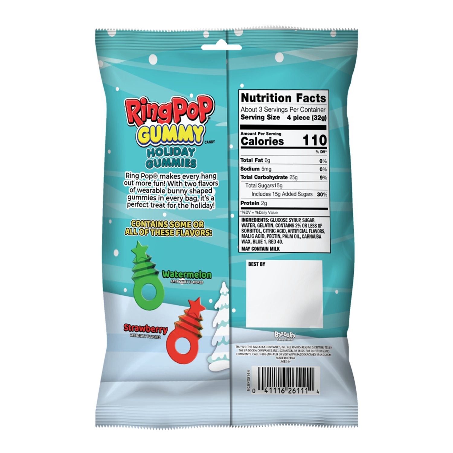 slide 4 of 4, Ring Pop Gummies, Holiday Tree Shapes, 3.4 Oz, 3.4 oz